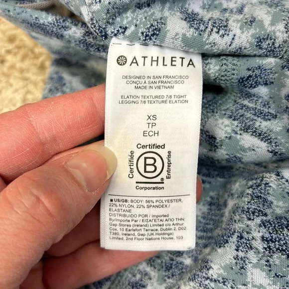 Athleta blue elevation textured 7/8 tight sz xs - Picture 5 of 8